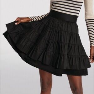 NWT Sandro Black Tiered Skirt